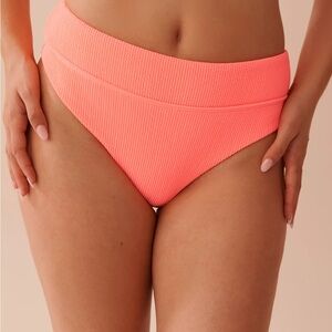 Aerie Ultra High rise Orange Ribbed bathing suit bottoms
